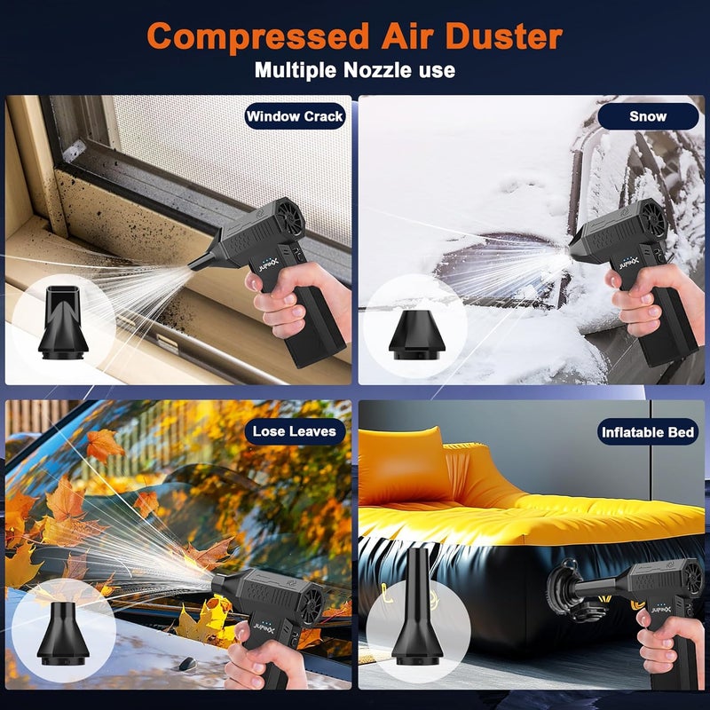 JVSCAM X3 Compressed Air Duster - Electric Air Duster with Brushless Motor,3 Gear Adjustable - mini Snow Blower- Rechargeable Air Duster for PC, Keyboard, Car,Outdoors,Home,Snow and Leaves Clearing - Image 4